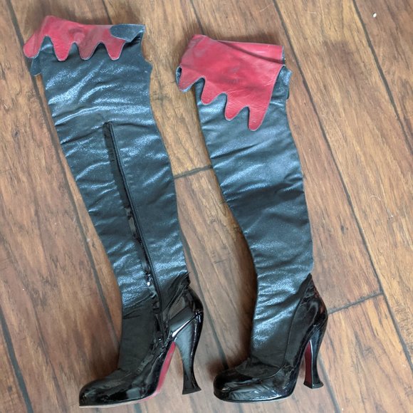 Vivienne Westwood Black and red Glitter Over-the-knee Boots Size 35.5 EU US6 - Picture 2 of 6